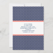 Gift Kaart Bridal Shower Invitation, Navy, Coral (Achterkant)
