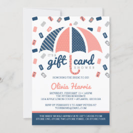 Gift Kaart Bridal Shower Invitation, Navy, Coral