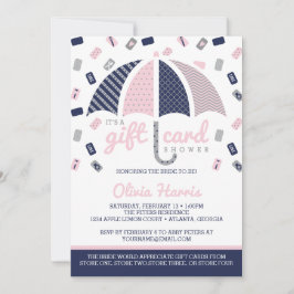 Gift Kaart Bridal Shower Invitation, Navy, Roze