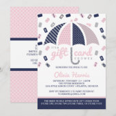 Gift Kaart Bridal Shower Invitation, Navy, Roze (Voorkant / Achterkant)