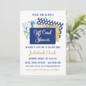 Gift Kaart Douche Blauw en Gouden Veren (Staand voorkant)