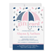 Gift Kaart Douche Uitnodiging in Blauw en Roze