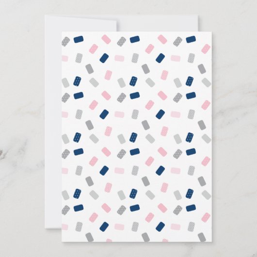 Gift Kaart Douche Uitnodiging in Blauw en Roze (Achterkant)