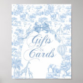 Gift Kaart Sig Blue Toile Safari Animal Baby showe Poster (Voorkant)