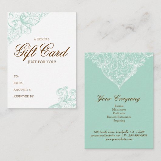 Gift Kaart Spring Green Acanthus Kortingskaartje (Voorkant / Achterkant)