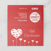 Gift Kaart Valentijnsdag roodrode witte harten Plaatskaartje (Buitenkant ongevouwen)