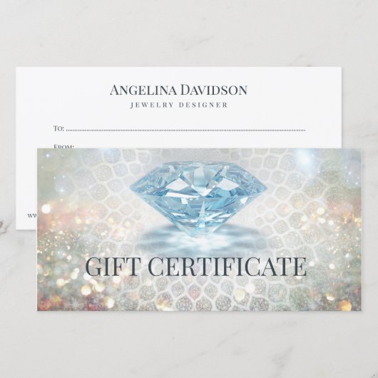 Gift Kaart voor mousserende Diamond Jewelry Design (Voorkant / Achterkant)