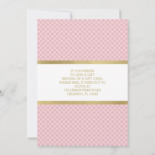 Gift Kaart Vrijgezellenfeest Invite, Roze, Faux Go (Achterkant)