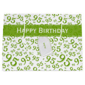 Gift Label Birthday 95 Random Number Pattern Green Groot Cadeauzakje (Voorkant)