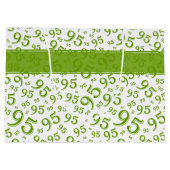 Gift Label Birthday 95 Random Number Pattern Green Groot Cadeauzakje (Achterkant)