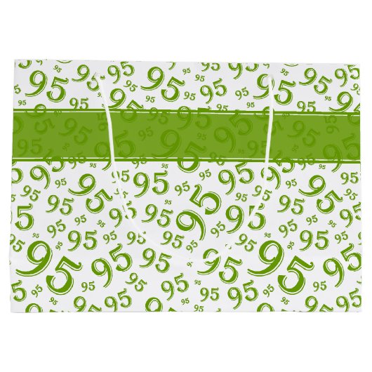 Gift Label Birthday 95 Random Number Pattern Green Groot Cadeauzakje (Achterkant)
