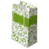 Gift Label Birthday 95 Random Number Pattern Green Klein Cadeauzakje (Achterkant Gekanteld)