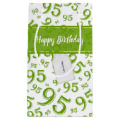 Gift Label Birthday 95 Random Number Pattern Green Klein Cadeauzakje (Voorkant)