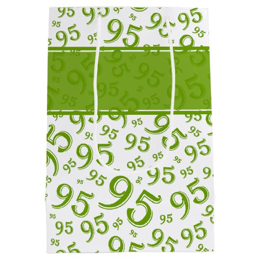 Gift Label Birthday 95 Random Number Pattern Green Medium Cadeauzakje (Achterkant)