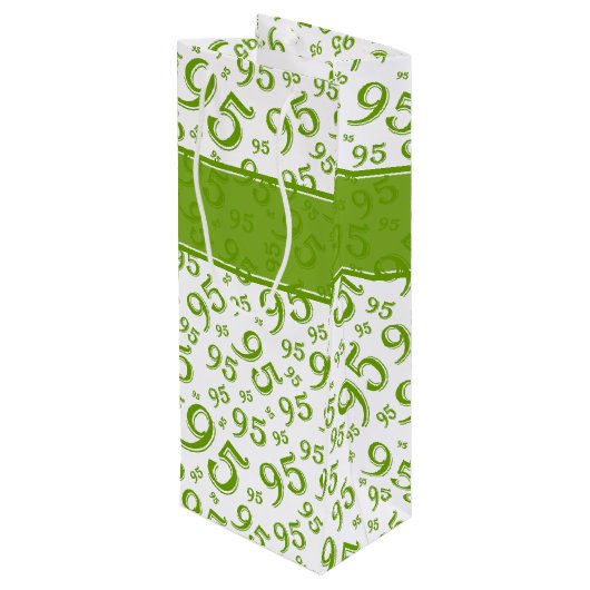 Gift Label Birthday 95 Random Number Pattern Green Wijn Cadeautas (Achterkant Gekanteld)