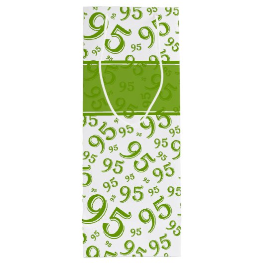 Gift Label Birthday 95 Random Number Pattern Green Wijn Cadeautas (Achterkant)
