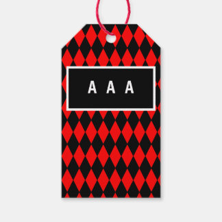 GIFT LABEL CUSTOM MONOGRAM RED EN BLACK DIAMOND CADEAULABEL