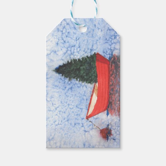 Gift Label Dory met kerstboom in de haven Cadeaulabel (Voorkant)