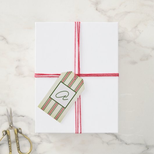GIFT LABEL FADED STRIPES CUSTOM INITIAAL CADEAULABEL (Met Touw)