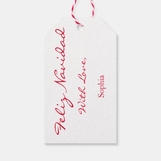 GIFT LABEL FELIZ NAVIDAD RED CUSTOM NAME "SOPHIA" CADEAULABEL (Achterkant)