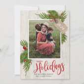 Gift Label Greenery Farmhouse Holiday Fotokaart Feestdagenkaart (Voorkant)