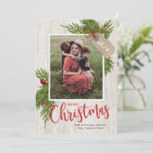 Gift Label Greenery Farmhouse-kerstfotokaart Feestdagenkaart (Staand voorkant)
