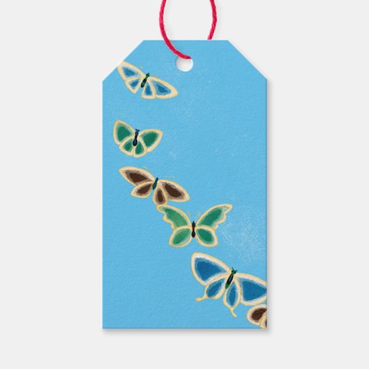 Gift Label JAPANESE BUTTERFLIES IN SKY BLUE Cadeaulabel (Voorkant)