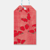 Gift Label JAPANESE RED BUTTERFLIES OP RED Cadeaulabel (Voorkant)