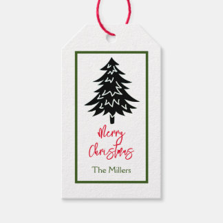 GIFT LABEL MERRY CHRISTMAS TREE CUSTOM NAME CADEAULABEL