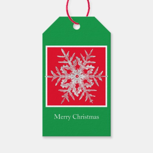 Gift Label Merry Kerstmis Bentley Snowflake Cadeaulabel (Voorkant)