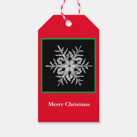 Gift Label Merry Kerstmis Bentley Snowflake Cadeaulabel (Voorkant)