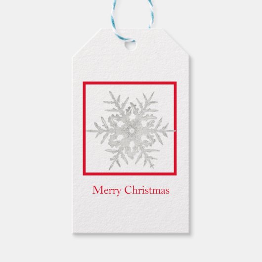 Gift Label Merry Kerstmis Bentley Snowflake Cadeaulabel (Voorkant)