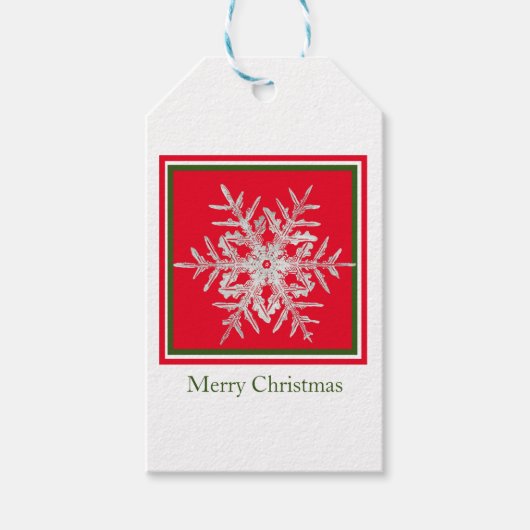 Gift Label Merry Kerstmis Bentley Snowflake Cadeaulabel (Voorkant)