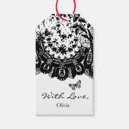 GIFT-LABEL "MET LOVE" ZWARTE LACE EN AANGEPASTE NA CADEAULABEL