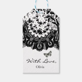 GIFT-LABEL "MET LOVE" ZWARTE LACE EN AANGEPASTE NA CADEAULABEL