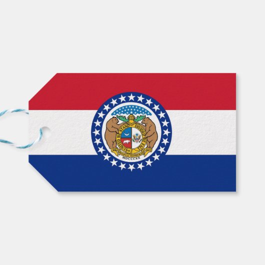 Gift Label met vlag van de staat Missouri, Verenig Cadeaulabel (Achterkant Horizontaal)