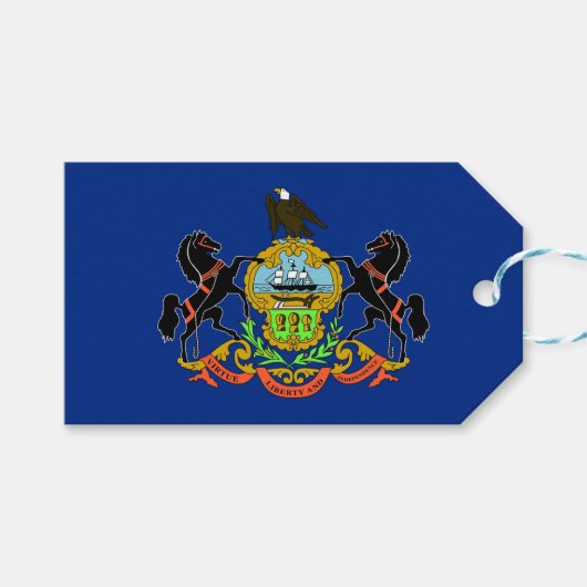 Gift Label met vlag van Pennsylvania State, VS Cadeaulabel (Voorkant (Horizontaal))