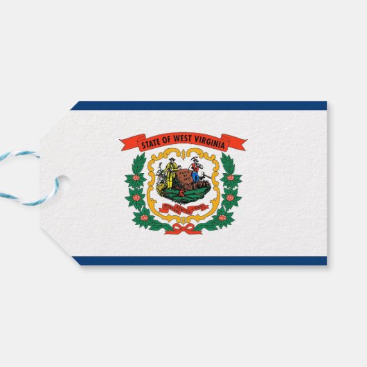 Gift Label met vlag van West Virginia State, VS Cadeaulabel (Achterkant Horizontaal)