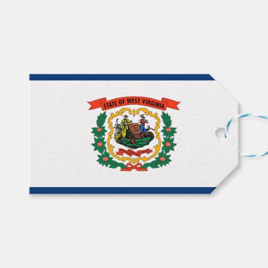 Gift Label met vlag van West Virginia State, VS Cadeaulabel (Voorkant (Horizontaal))