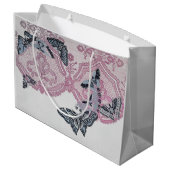 GIFT LABEL PINK ANTIEK LACE PATTERN BUTTERFLIES GROOT CADEAUZAKJE (Achterkant Gekanteld)