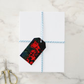 Gift label rood abstract gerecycled plastic foto p cadeaulabel (Met Touw)