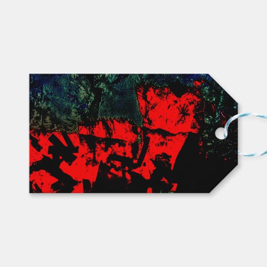 Gift label rood abstract gerecycled plastic foto p cadeaulabel (Voorkant (Horizontaal))