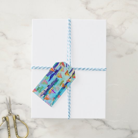 Gift Label_Sailing Waterverf Cadeaulabel (Met Touw)