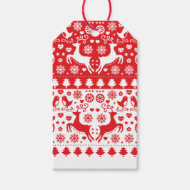 GIFT LABEL SCANDINAVIAN CHRISTMAS PATTERN REINDEER CADEAULABEL