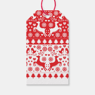 GIFT LABEL SCANDINAVIAN CHRISTMAS PATTERN REINDEER CADEAULABEL