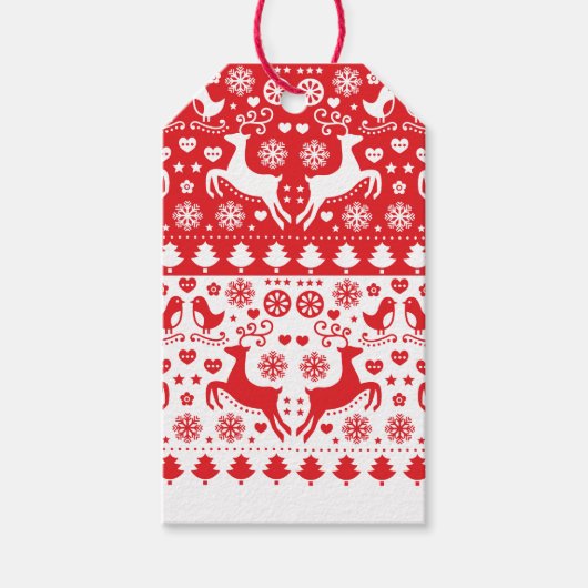 GIFT LABEL SCANDINAVIAN CHRISTMAS PATTERN REINDEER CADEAULABEL (Voorkant)