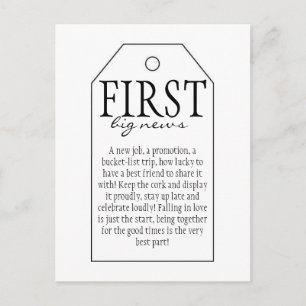 Gift Label voor wijnfles - First Big News Briefkaart