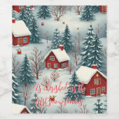 Gift label ( Winter Wonderland ) Wijn Etiket (Enkel label)