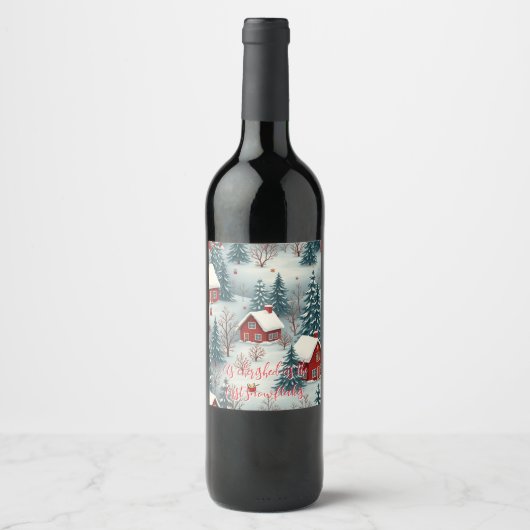 Gift label ( Winter Wonderland ) Wijn Etiket (Voorkant)