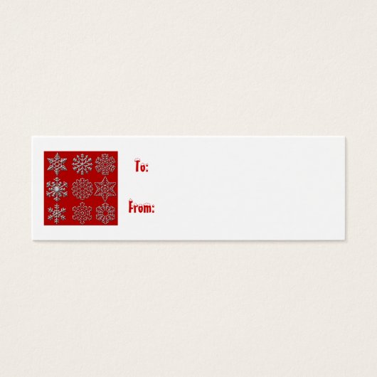 Gift label zilversneeuwvlokken mini visitekaartjes (Voorkant)